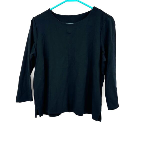 J Jill Size Small Shirt Black Ponte Knit Long Sleeve Basic Daily Causal Solid - Picture 1 of 4
